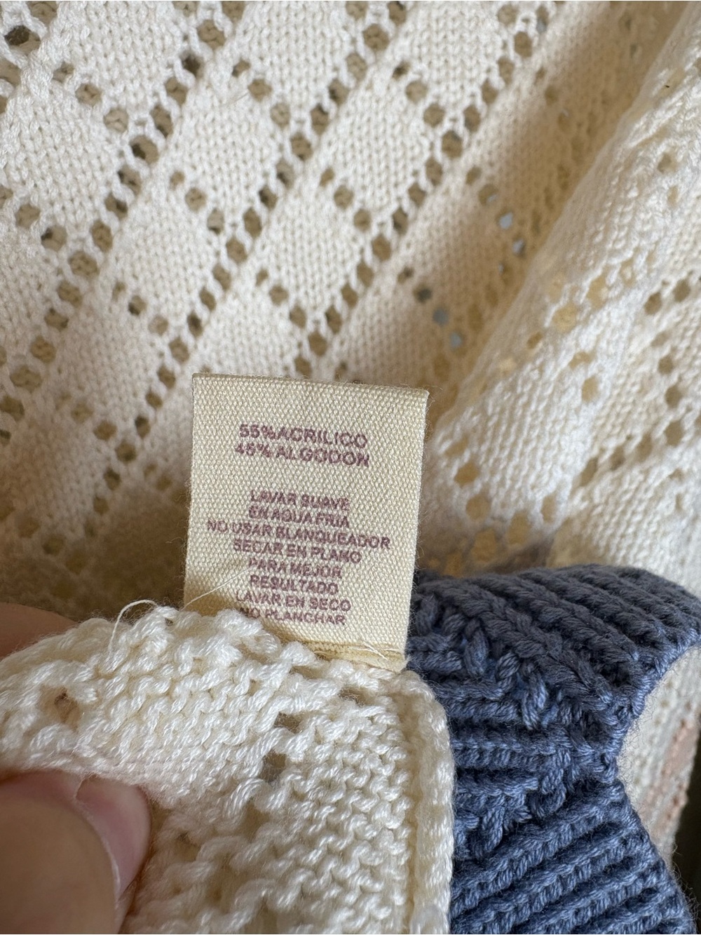 NWT Hem & Thread Ivory Blue Blush Sweater - Picture 3 of 5